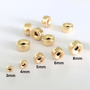 14K Gold Filled Roundel Beads Plain, Rondell Beads in 5 Sizes - 3mm, 4mm, 5mm, 6mm and 8mm (GF-610)