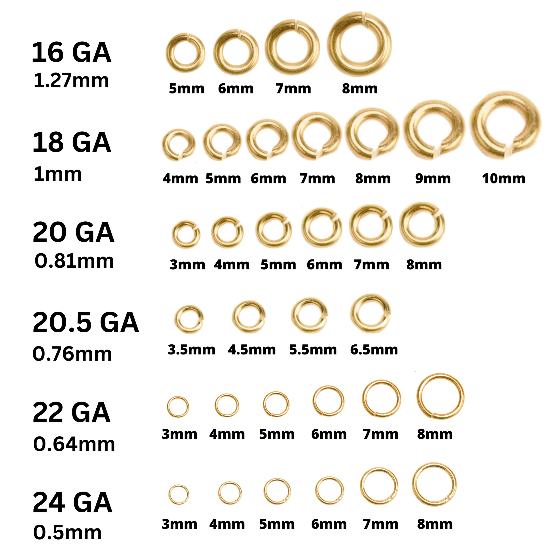 14K Gold Filled OPEN Jump Rings, Click Lock Jump Ring in 16 Gauge