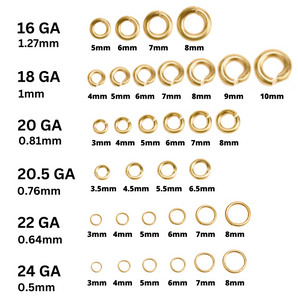 14K Gold Filled OPEN Jump Rings, Click Lock Jump Ring in 16 Gauge, 18 Gauge, 20 Gauge, 22 Gauge, 24 Gauge, Wholesale Bulk Pricing, (GF-JRO)