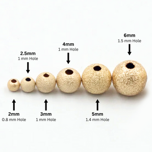 14K Gold Filled Stardust Round Beads, 6 Sizes - 2mm, 2.5mm, 3mm, 4mm, 5mm and 6mm (GF-580)