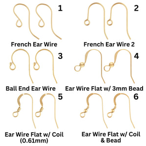 14K Gold Filled French Ear Wires, Ear Wires Flat with Ball and Coils, Gold Filled Ear Wire Hook, (GF-301)