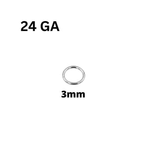 Sterling Silver CLOSED Jump Rings, Close Rings Available in 24 Gauge, 22 Gauge, 20 Gauge and 18 Gauge, (SS-JRC)