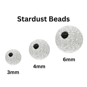 Sterling Silver Stardust Round Beads, Stardust Beads Available in 3 Sizes - 3mm, 4mm & 6mm, (SS-2011)