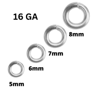 Sterling Silver OPEN Jump Rings, Click Lock Jump Ring in 16 Gauge, 18 Gauge, 20 Gauge, 22 Gauge, 24 Gauge, (SS-JR18)