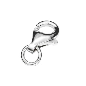 Sterling Silver Trigger Lobster Clasp, Lobster Claw with Open Jump Ring in 5 Sizes, 7mm, 8.2mm, 10mm, 12mm, 15mm, Made in Italy, (SS-876)