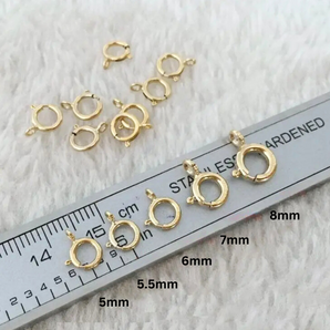 14K Gold Filled Spring Ring with Open Jump Ring, Spring Clasp in 5 Sizes - 5mm, 5.5mm, 6mm, 7mm and 8mm, (GF-450)