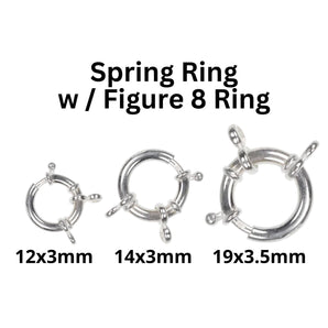 Sterling Silver Spring Ring Clasp Include Loops, Sailor's Clasp, Available in 3 Sizes - 12mm, 14mm, 19 mm (SS-841)