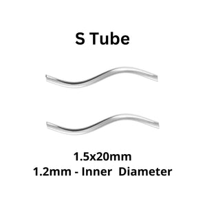 Sterling Silver S Tube,  S Curved Spacer Tube Size - 1.5x20mm & 1.2mm Inner Diameter, (SS-1646)