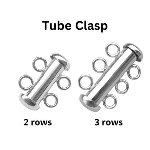 Sterling Silver Tube Clasp, Tube Clasp Multi Strand Available in 2 Rows & 3 Rows , (SS-842)