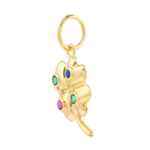 14k Solid Gold & Emerald, Ruby, Sapphire, Diamond Clover Pendant,  (14K-DP-139)