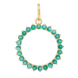 14k Solid Gold & Emerald Wreath Pendant,  (14K-DP-138)