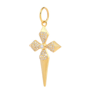 14k Solid Gold & Diamond Cross Pendant,  (14K-DP-133)