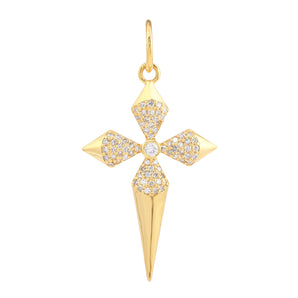 14k Solid Gold & Diamond Cross Pendant,  (14K-DP-133)