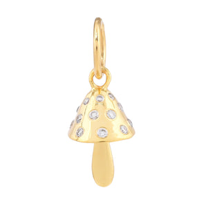 14k Solid Gold Diamond Baby Mushroom  Pendant,  (14K-DP-132)