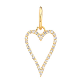 14k Solid Gold & Diamond Heart Pendant,  (14K-DP-142)