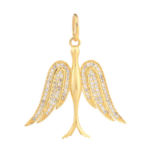 14k Solid Gold & Diamond Dove Pendant,  (14K-DP-136)