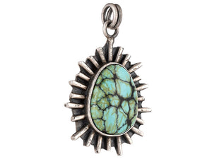 Sterling Silver Turquoise Fluted Handcrafted Artisan Pendant, (SP-5716)