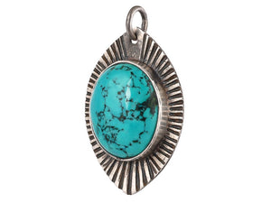 Sterling Silver Turquoise Fluted Handcrafted Artisan Pendant, (SP-5732)
