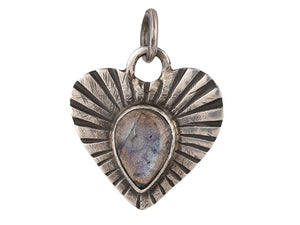 Sterling Silver Labradorite Fluted Love Handcrafted Artisan Pendant, (SP-5709)