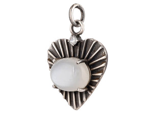 Sterling Silver Moonstone Fluted Love Handcrafted Artisan Pendant, (SP-5712)