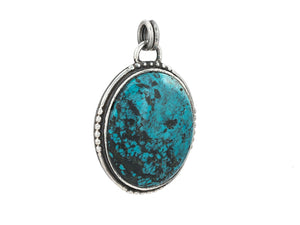 Sterling Silver & Turquoise Handcrafted Artisan Pendant, (SP-5883)
