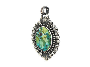 Sterling Silver & Turquoise Handcrafted Artisan Pendant, (SP-5879)