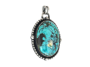 Sterling Silver & Turquoise Handcrafted Artisan Pendant, (SP-5894)
