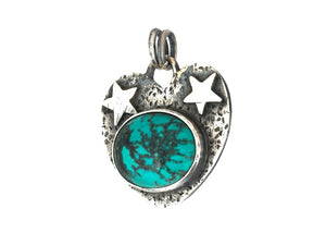 Sterling Silver & Turquoise Heart Star Pendant, (SP-5872)