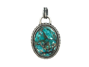 Sterling Silver & Turquoise Handcrafted Artisan Pendant, (SP-5893)