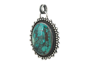 Sterling Silver & Turquoise Handcrafted Artisan Pendant, (SP-5910)