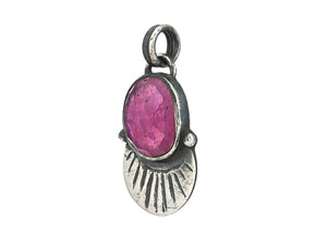 Sterling Silver & Ruby Handcrafted Artisan Pendant, (SP-5907)