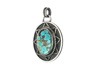 Sterling Silver & Turquoise Handcrafted Artisan Pendant, (SP-5873)
