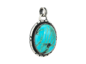Sterling Silver & Turquoise Handcrafted Artisan Pendant, (SP-5885)
