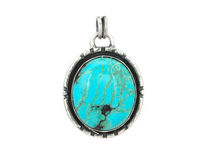 Sterling Silver & Turquoise Handcrafted Artisan Pendant, (SP-5885)
