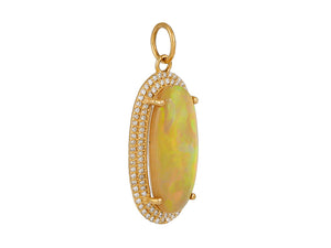 14K Solid Gold Pave Diamond & Opal Stunning Pendant,  (14K-DP-075)