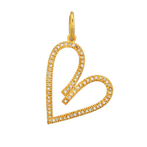 Pave Diamond Love Heart Pendant, (DPM-1359)