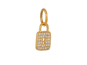 14k Solid Gold & Diamond Lock Charm, (14K-DCH-878)