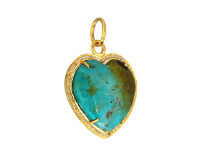Pave Diamond & Turquoise Love Heart Pendant, (DPM-1357)