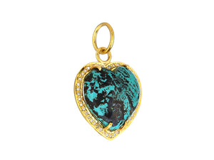 Pave Diamond & Turquoise Love Heart Pendant, (DPM-1358)