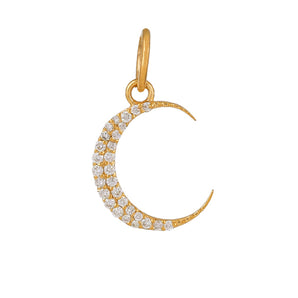 14K Solid Gold Pave Diamond Crescent Moon Pendant,  (14K-DP-088)