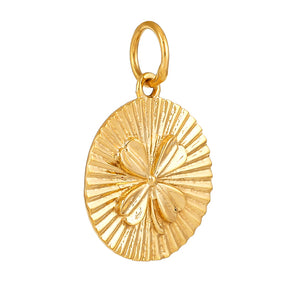 14K Solid Gold Fluted Clover Medallion,  (14K-DP-083)