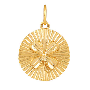 14K Solid Gold Fluted Clover Medallion,  (14K-DP-083)