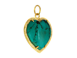Pave Diamond & Turquoise Love Heart Pendant, (DPM-1356)