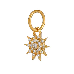 14k Solid Gold & Diamond Sun Charm, (14K-DCH-881)