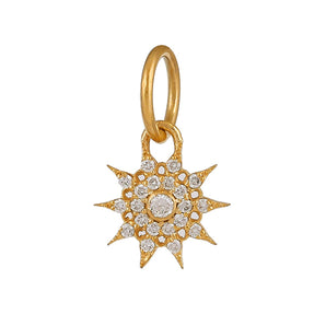 14k Solid Gold & Diamond Sun Charm, (14K-DCH-881)