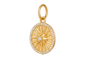14K Solid Gold Pave Diamond Fluted North Star Pendant,  (14K-DP-091)