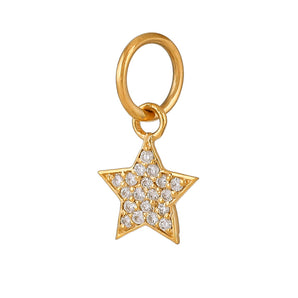 14k Solid Gold & Diamond Star Charm, (14K-DCH-880)