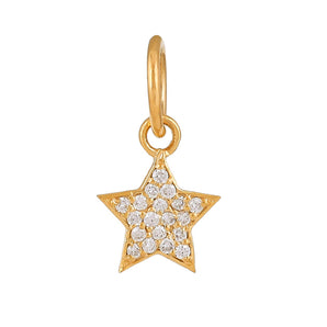 14k Solid Gold & Diamond Star Charm, (14K-DCH-880)