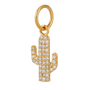 14k Solid Gold & Diamond Cactus Charm, (14K-DCH-875)