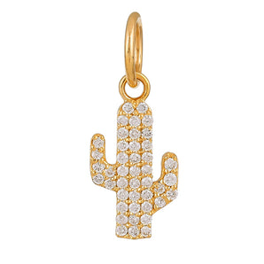 14k Solid Gold & Diamond Cactus Charm, (14K-DCH-875)